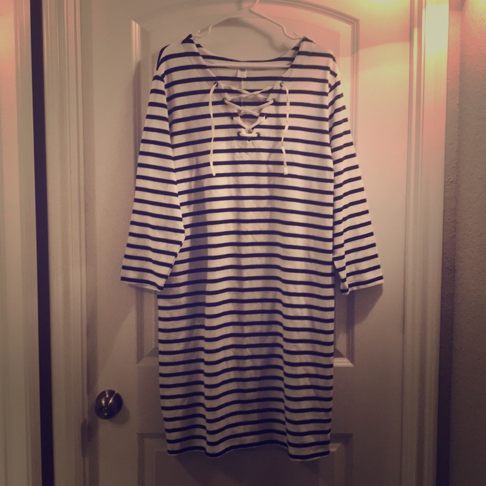 Navy/White Striped Dress